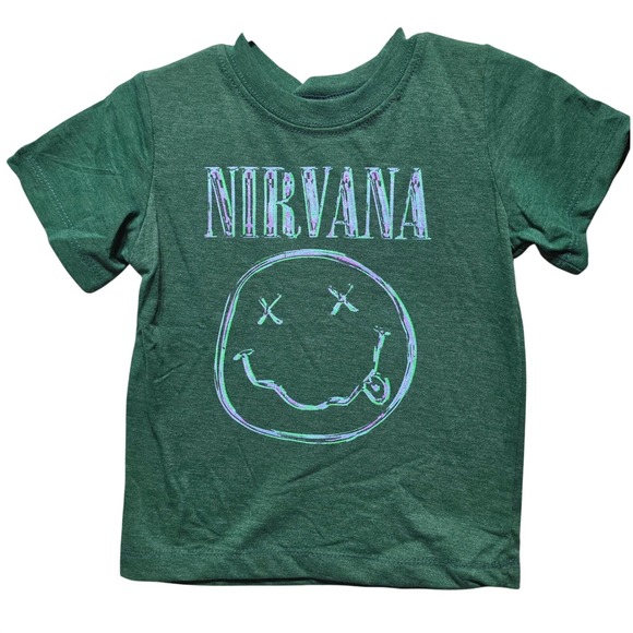 NIRVANA Other - Nirvana Kids Smiley Face Graphic T-Shirt Green Heather Size 2T NEW